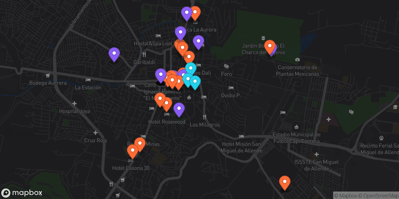 Map showing 41 locations