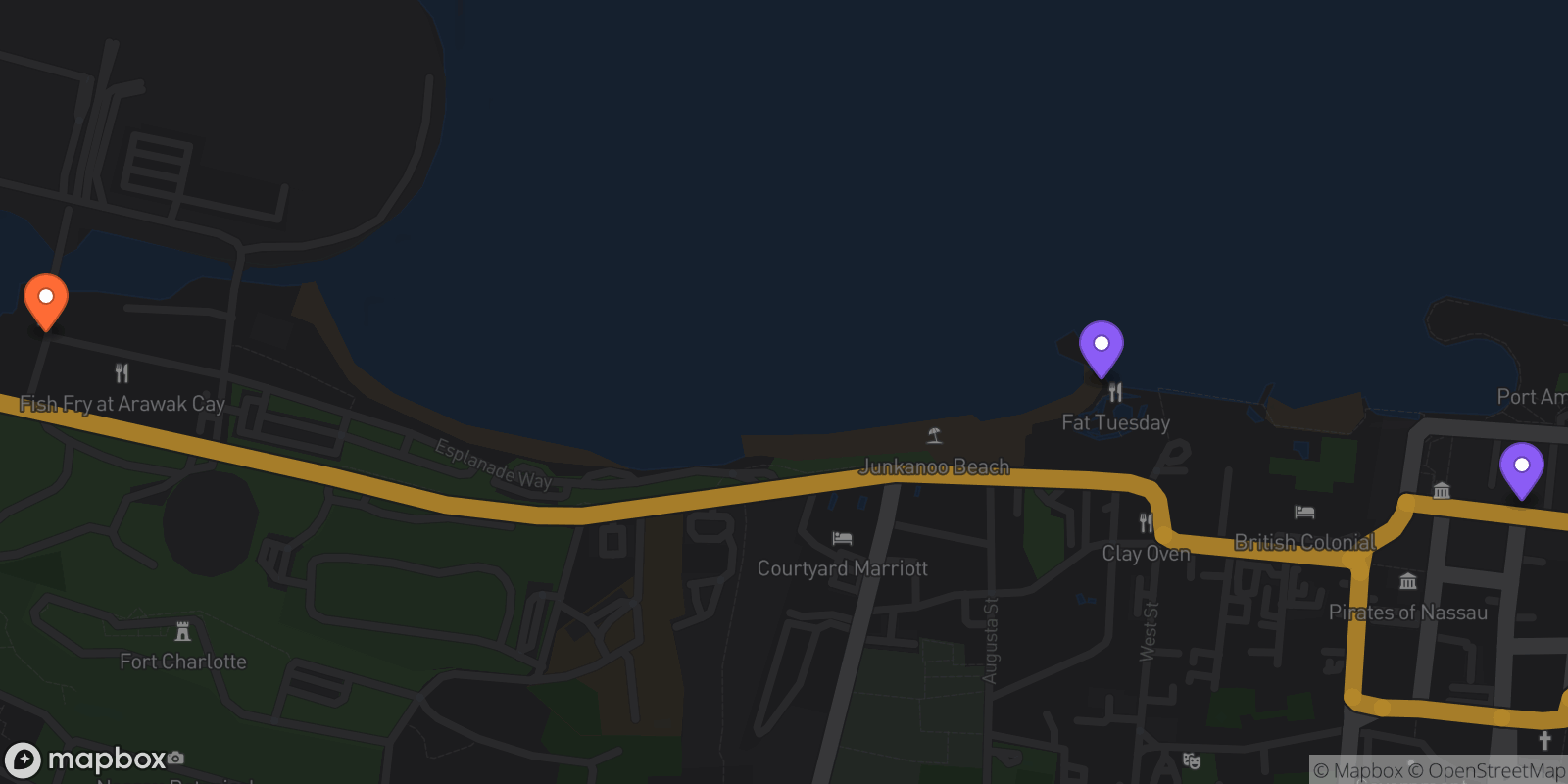Map showing 3 locations