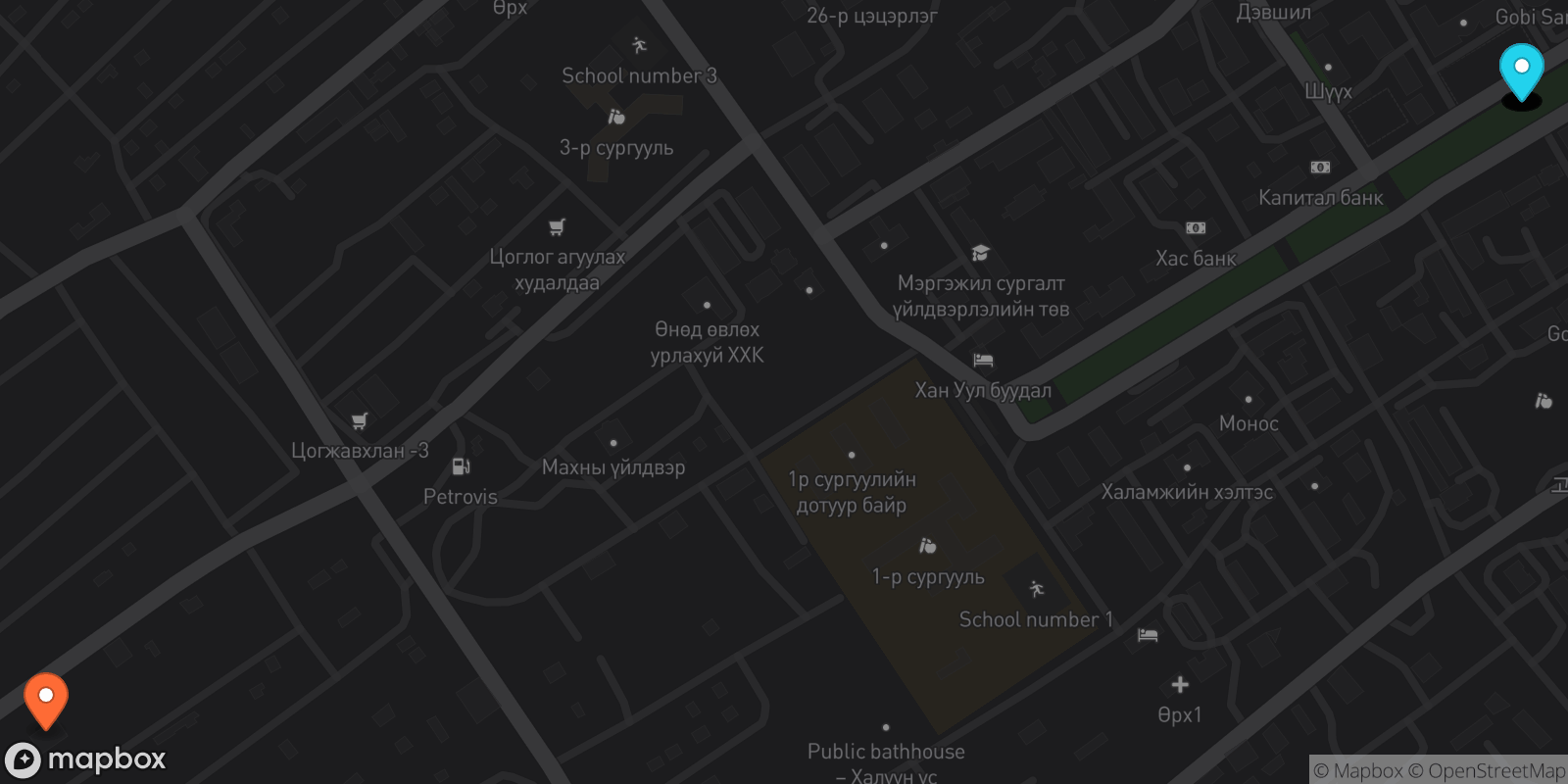 Map showing 17 locations