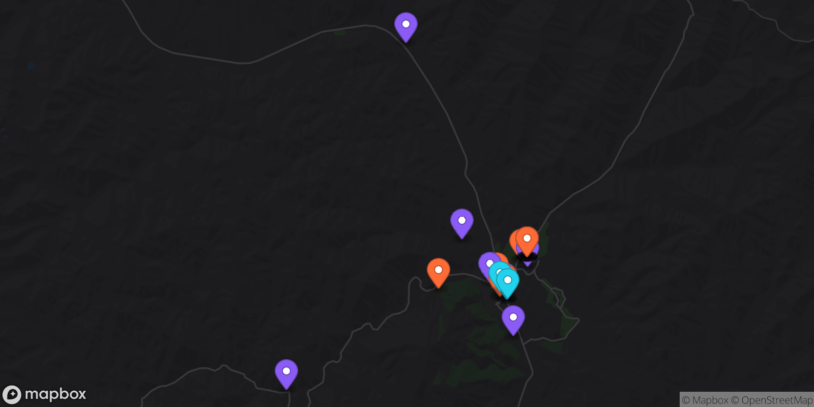 Map showing 35 locations