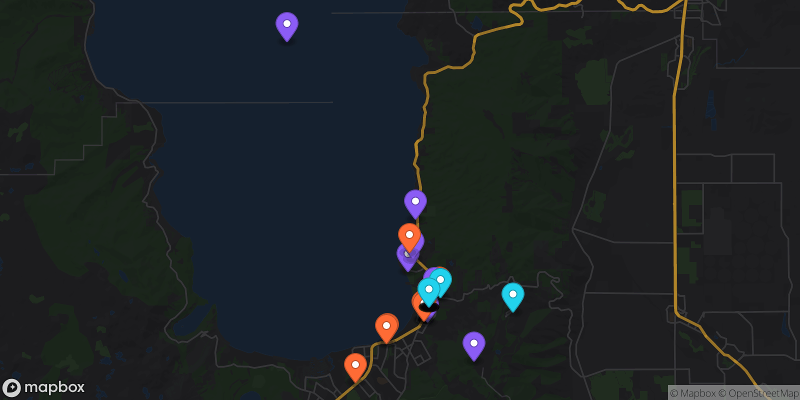Map showing 38 locations