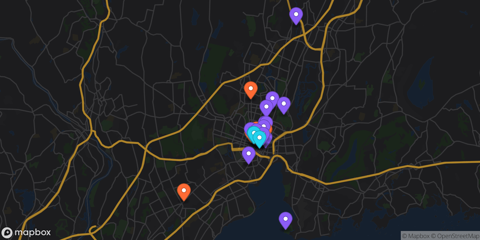 Map showing 37 locations