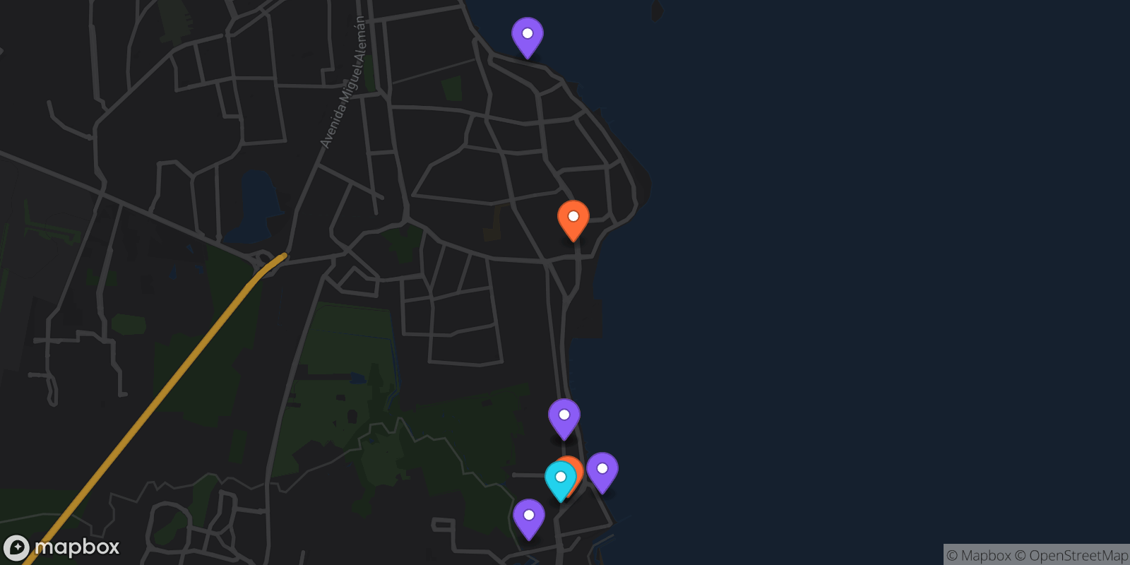 Map showing 8 locations