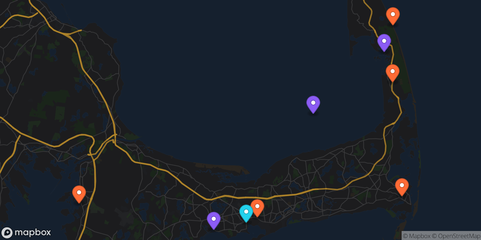Map showing 9 locations