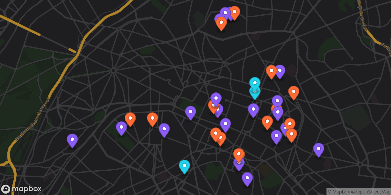 Map showing 37 locations