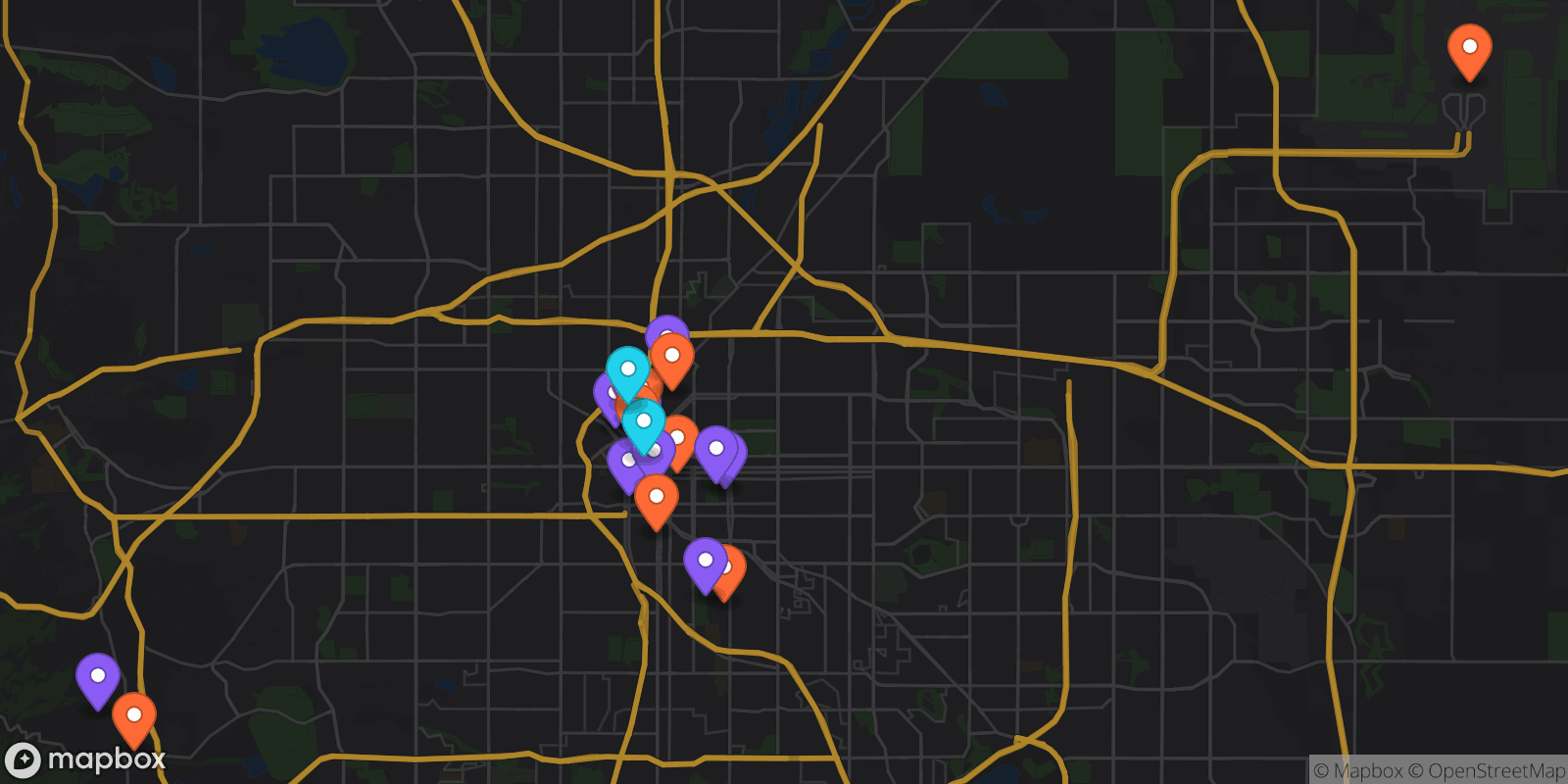 Map showing 23 locations