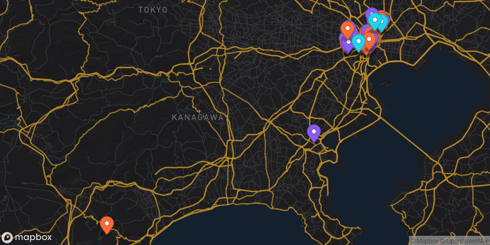 Map showing 39 locations