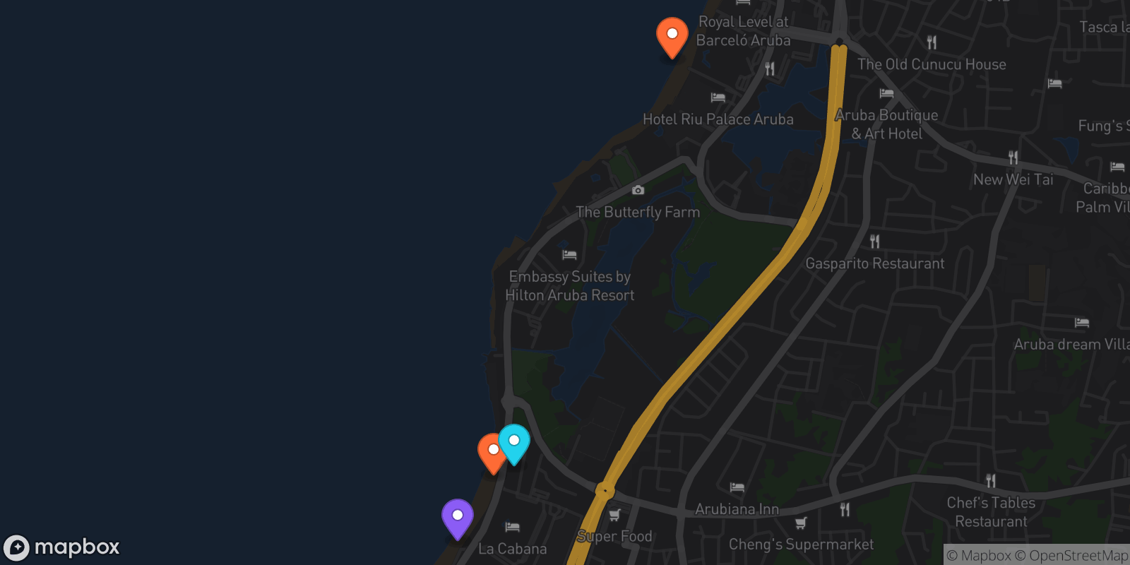 Map showing 4 locations