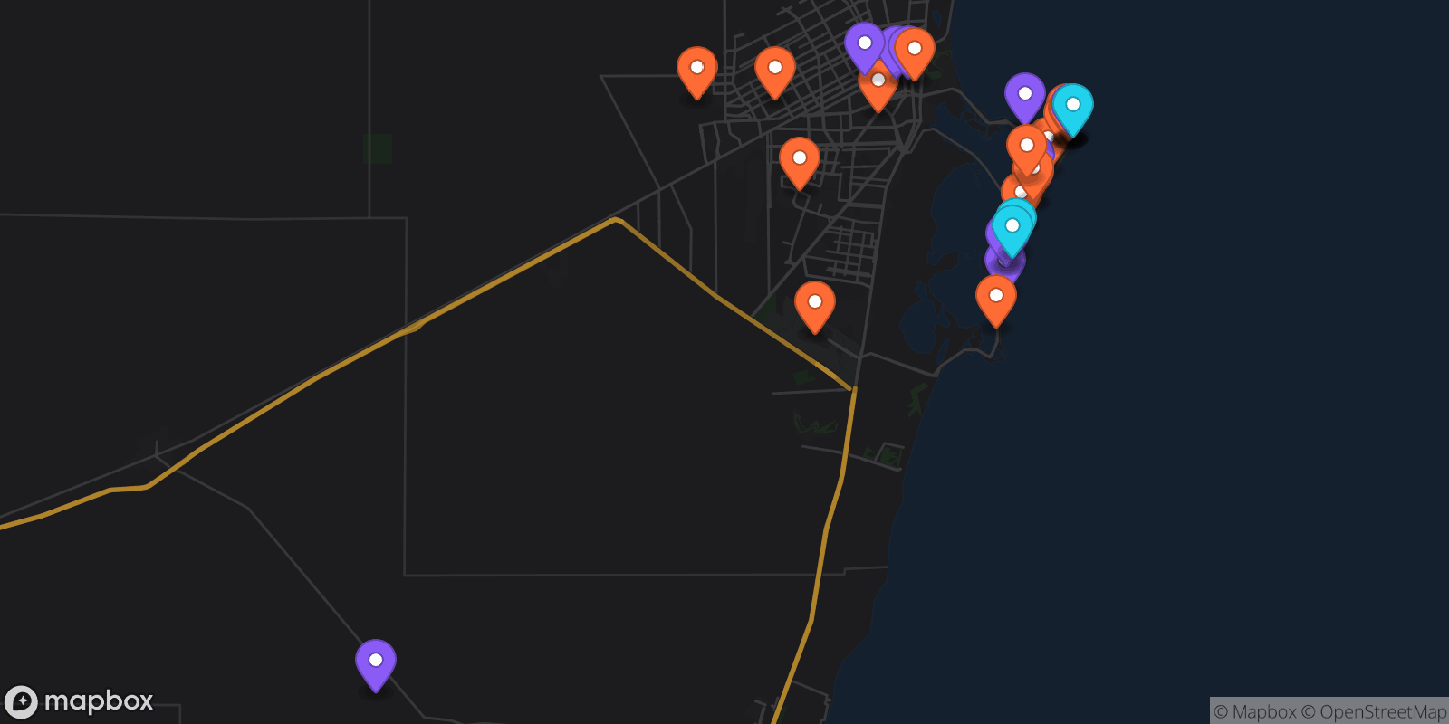 Map showing 33 locations