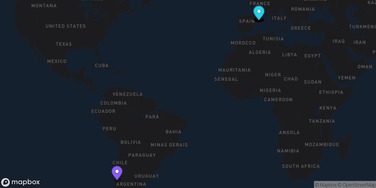 Map showing 34 locations