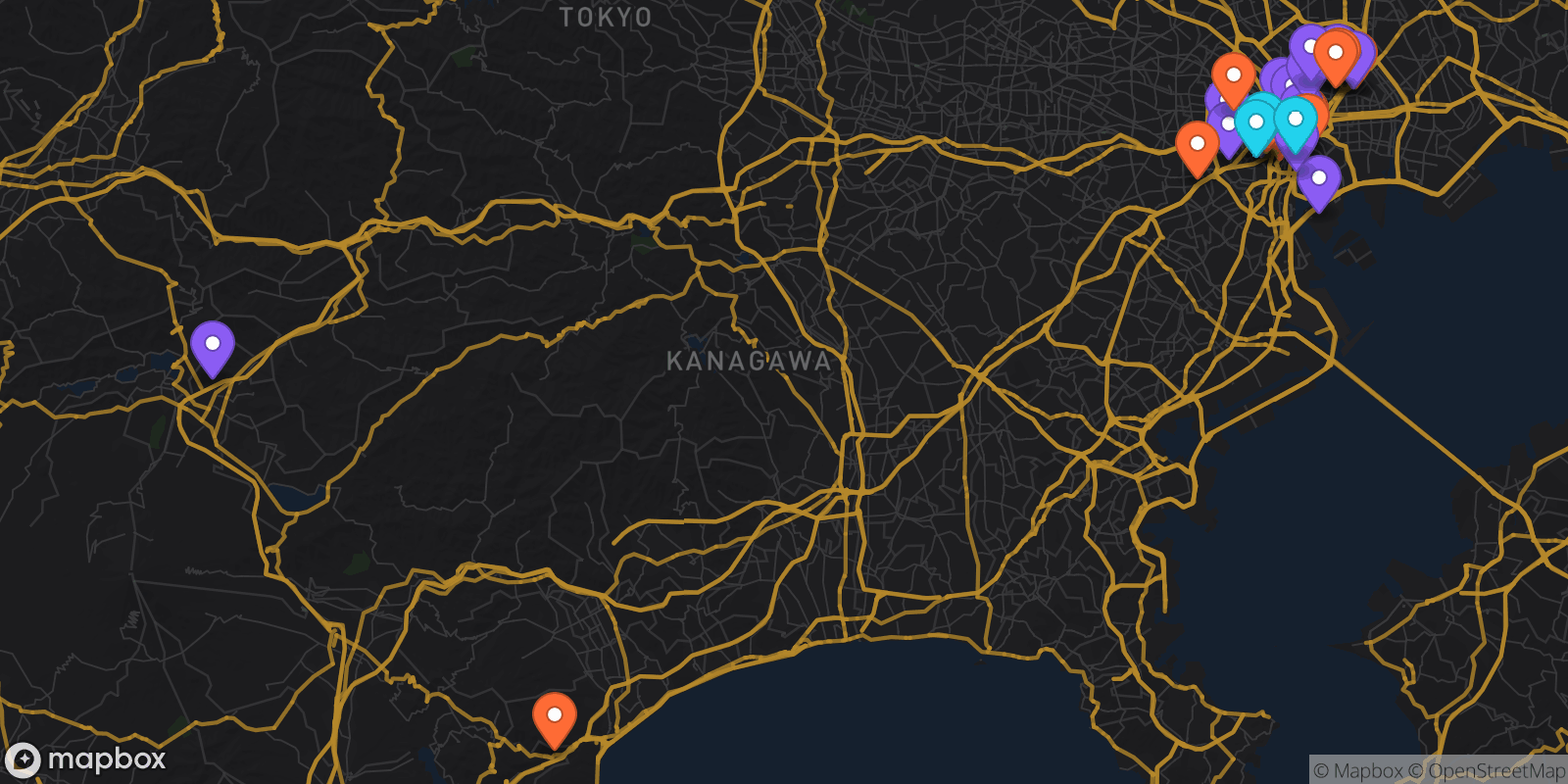 Map showing 27 locations