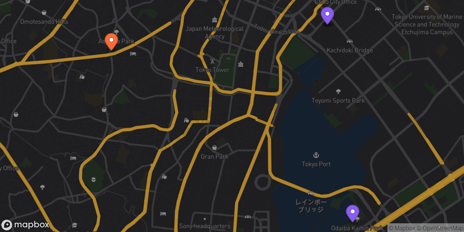 Map showing 4 locations