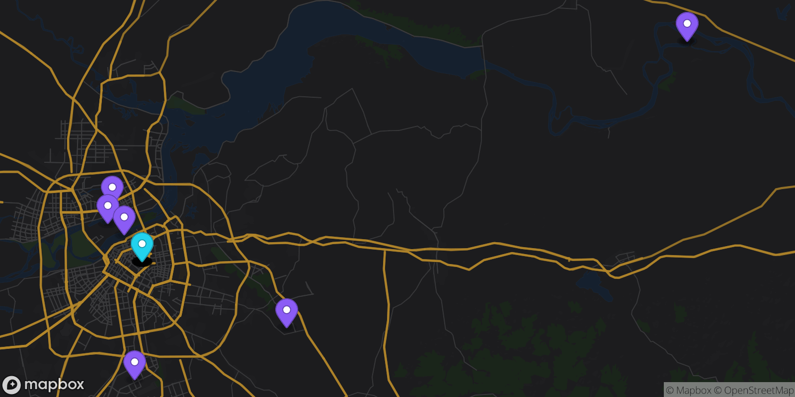 Map showing 27 locations