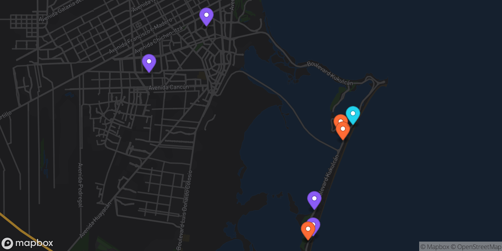Map showing 9 locations