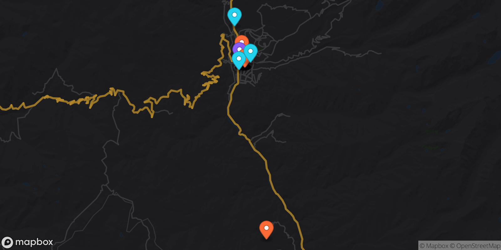 Map showing 32 locations