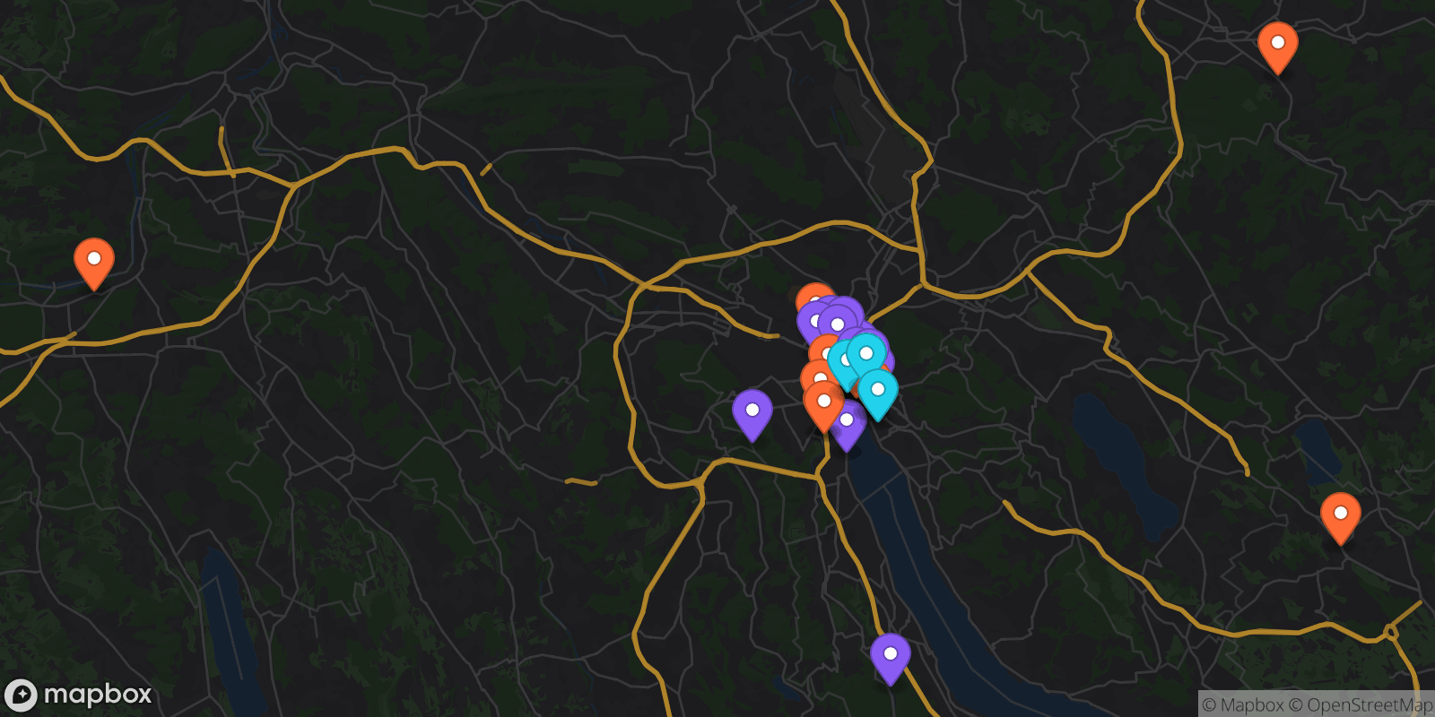 Map showing 36 locations