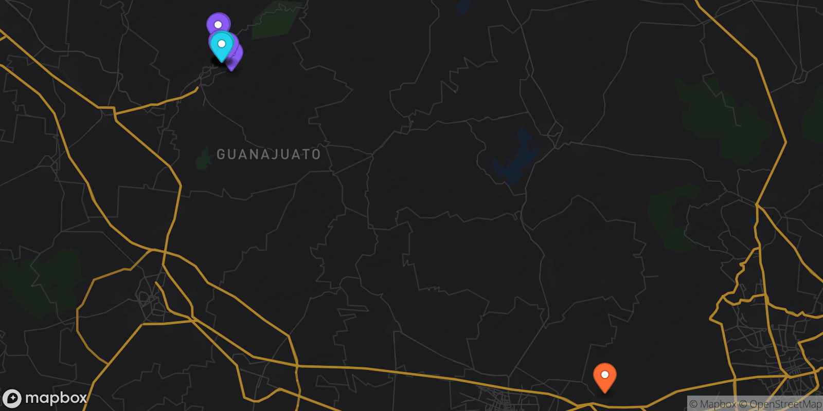 Map showing 20 locations