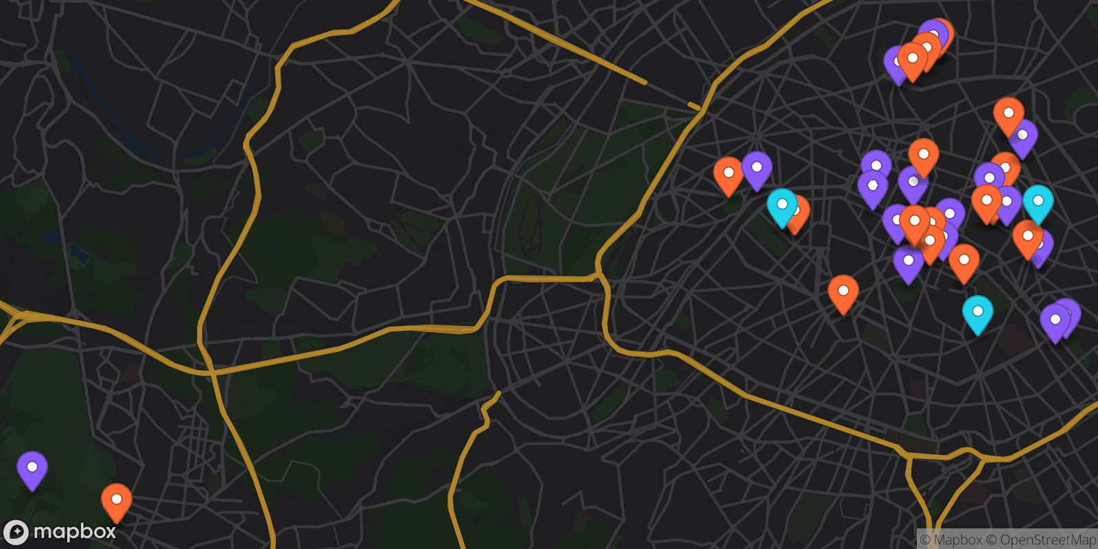 Map showing 40 locations