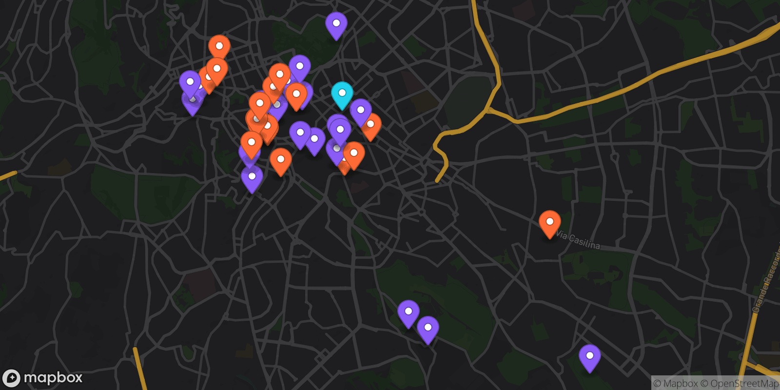 Map showing 41 locations
