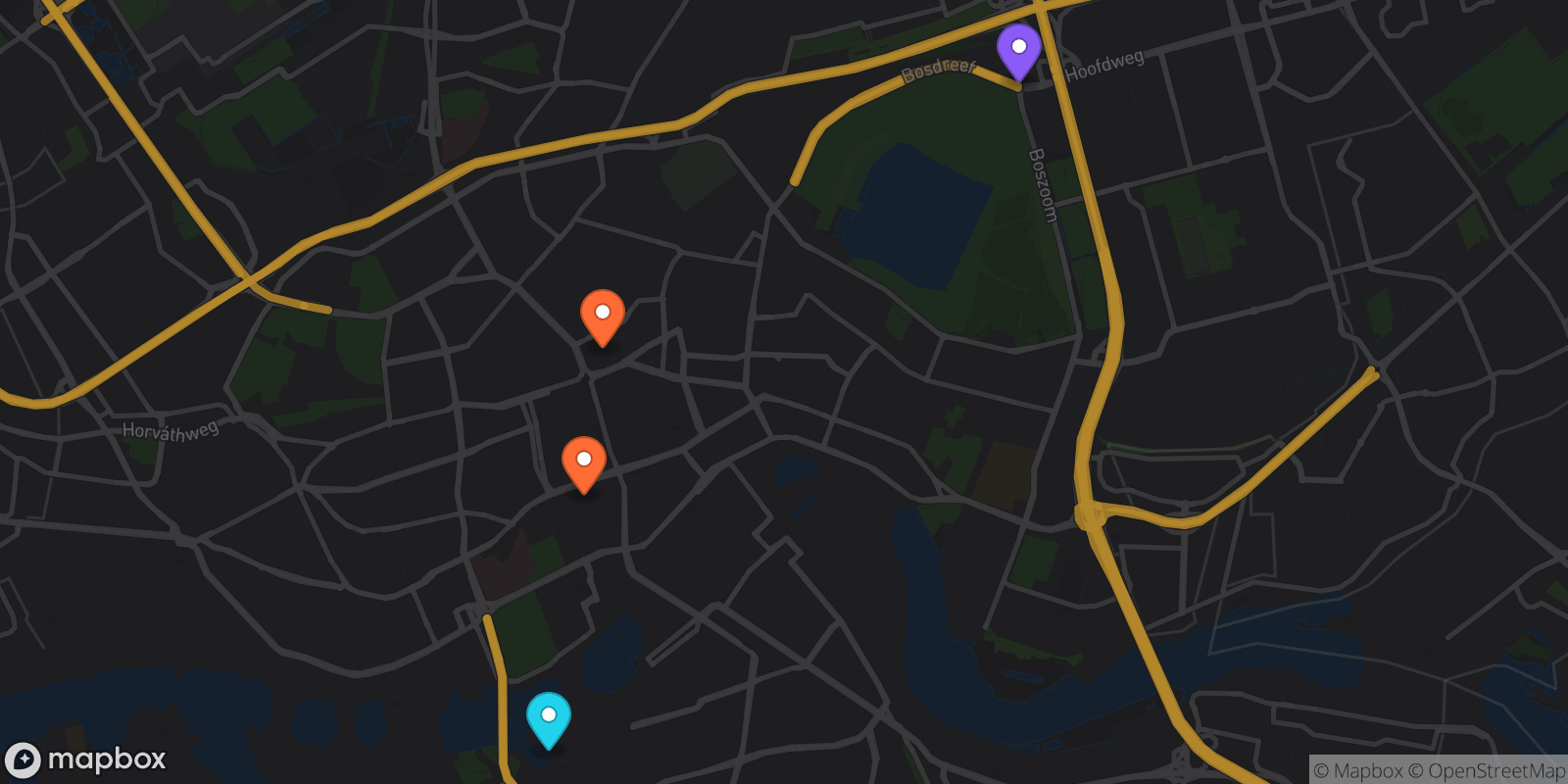 Map showing 4 locations