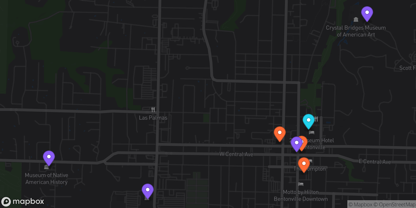 Map showing 8 locations