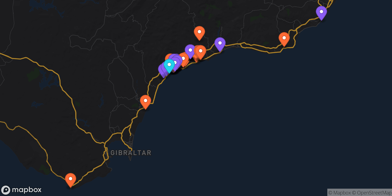 Map showing 49 locations