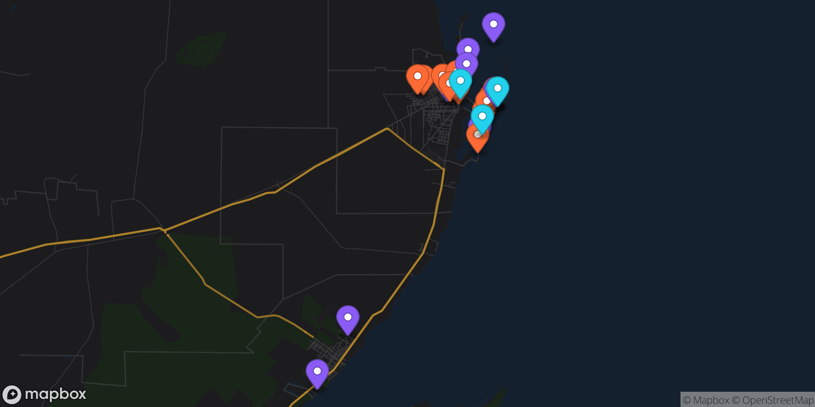 Map showing 32 locations
