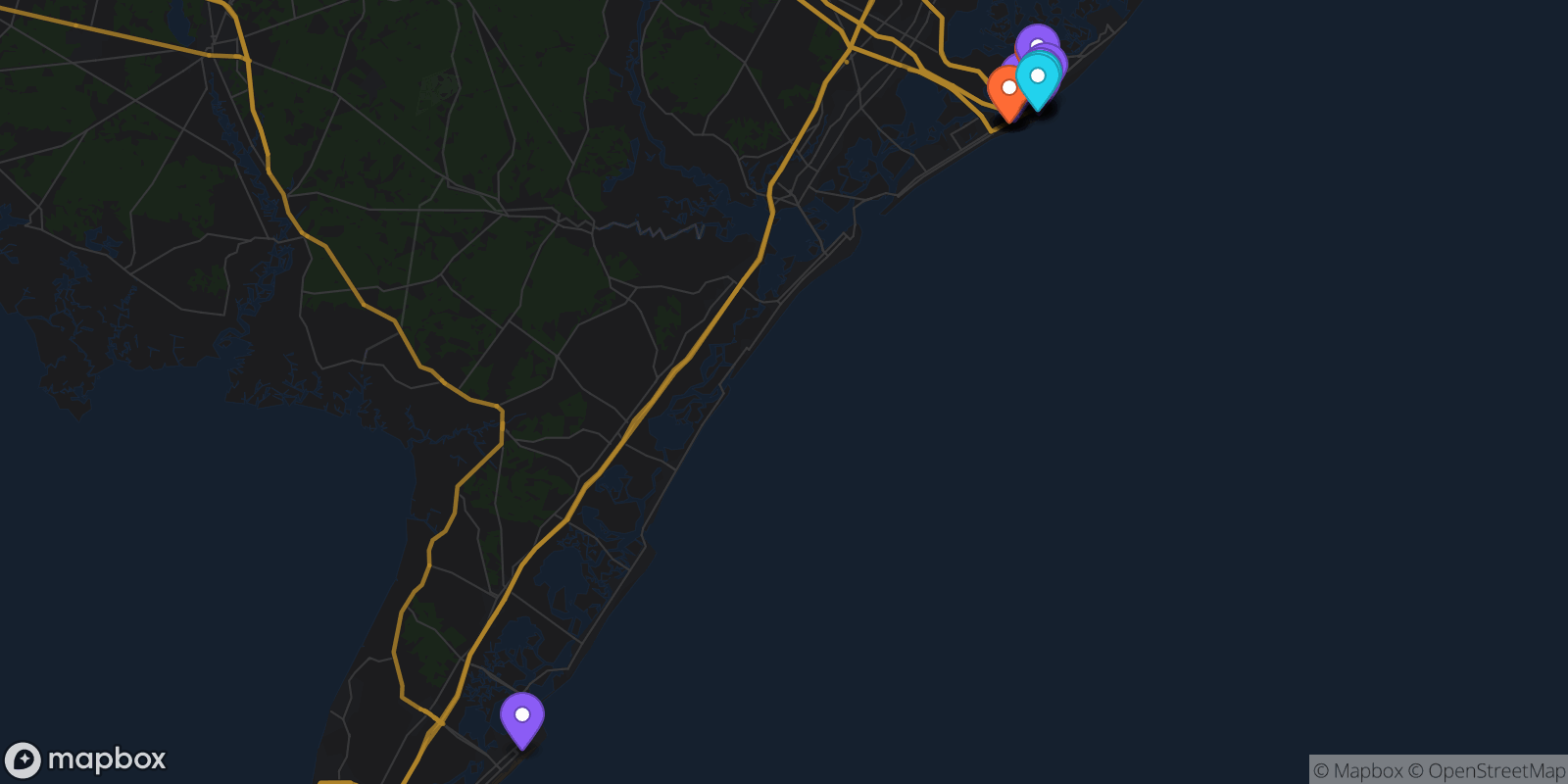Map showing 19 locations