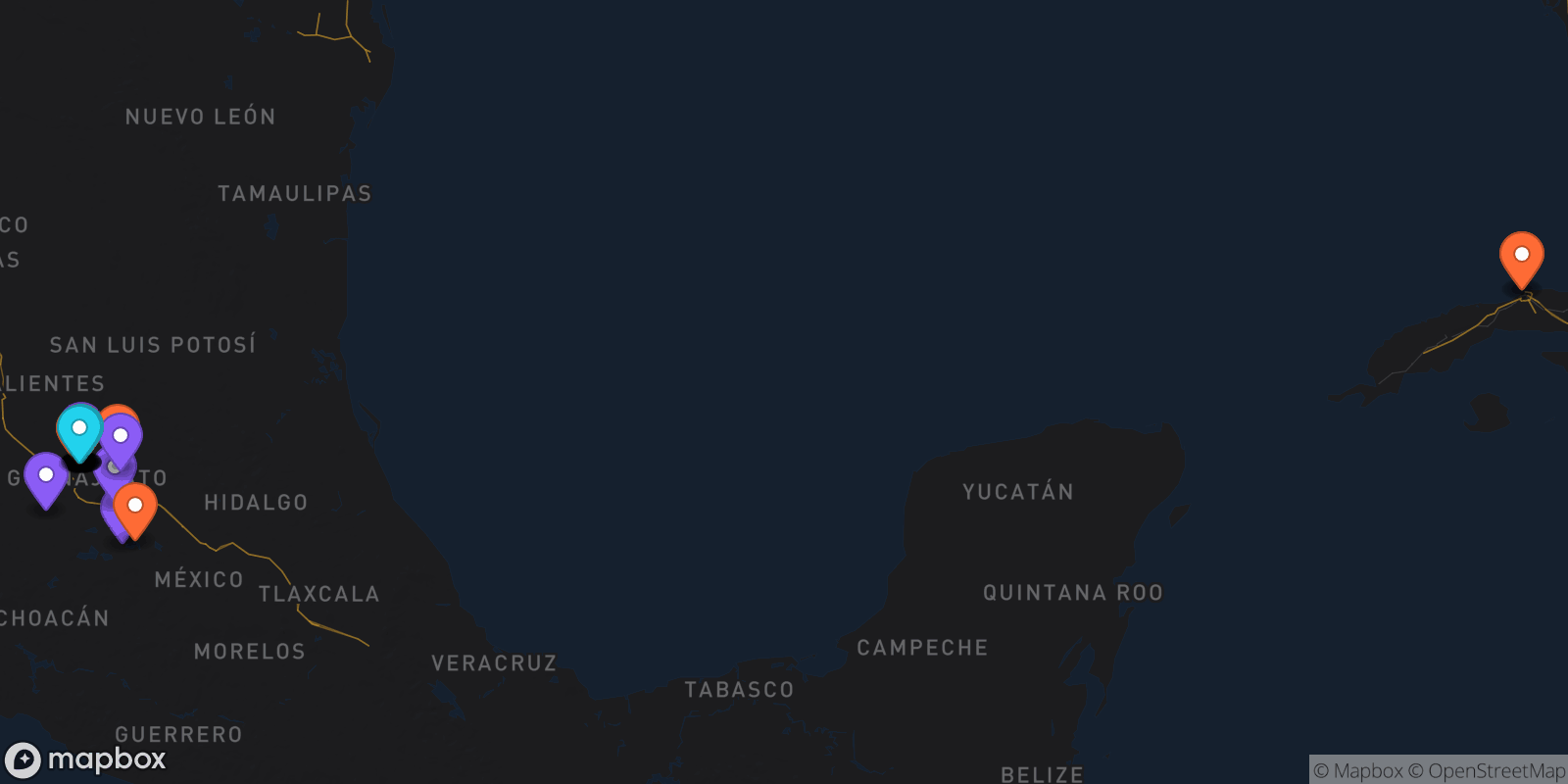 Map showing 31 locations