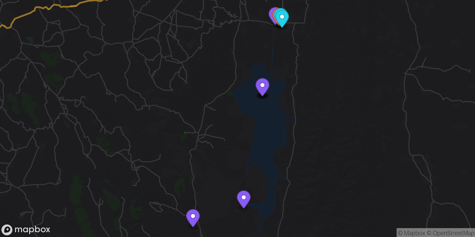 Map showing 10 locations