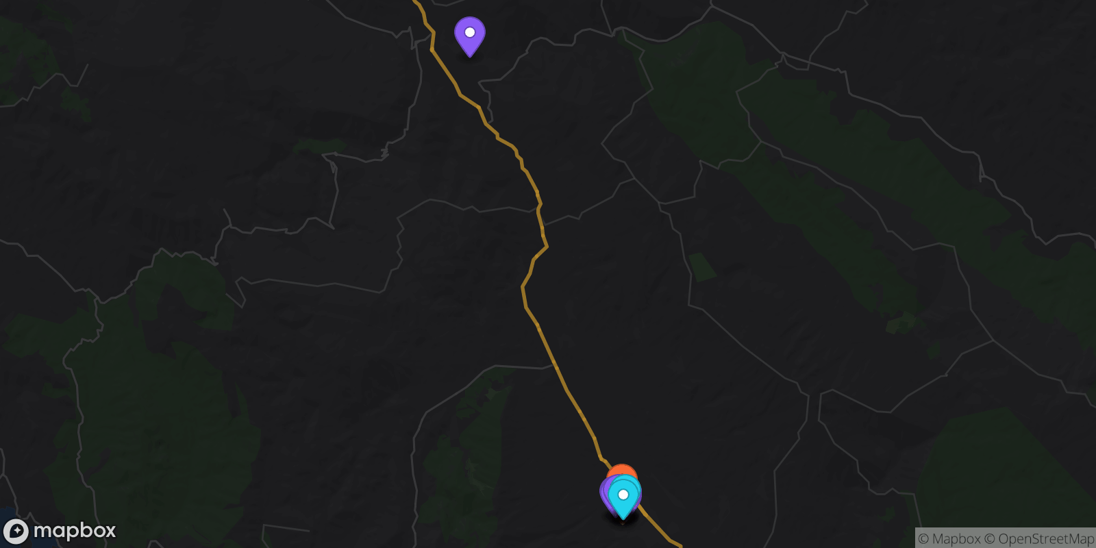 Map showing 16 locations