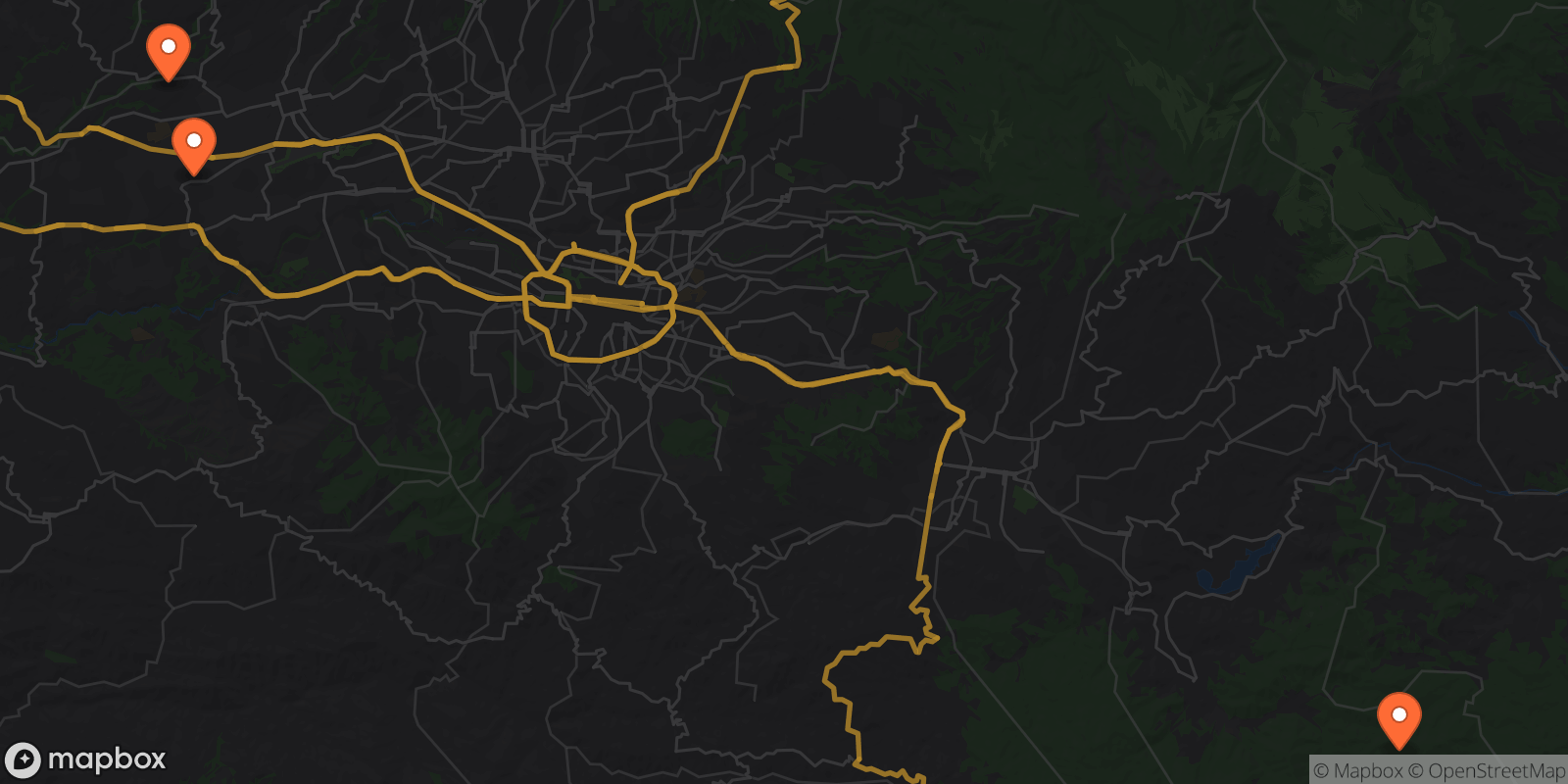 Map showing 3 locations