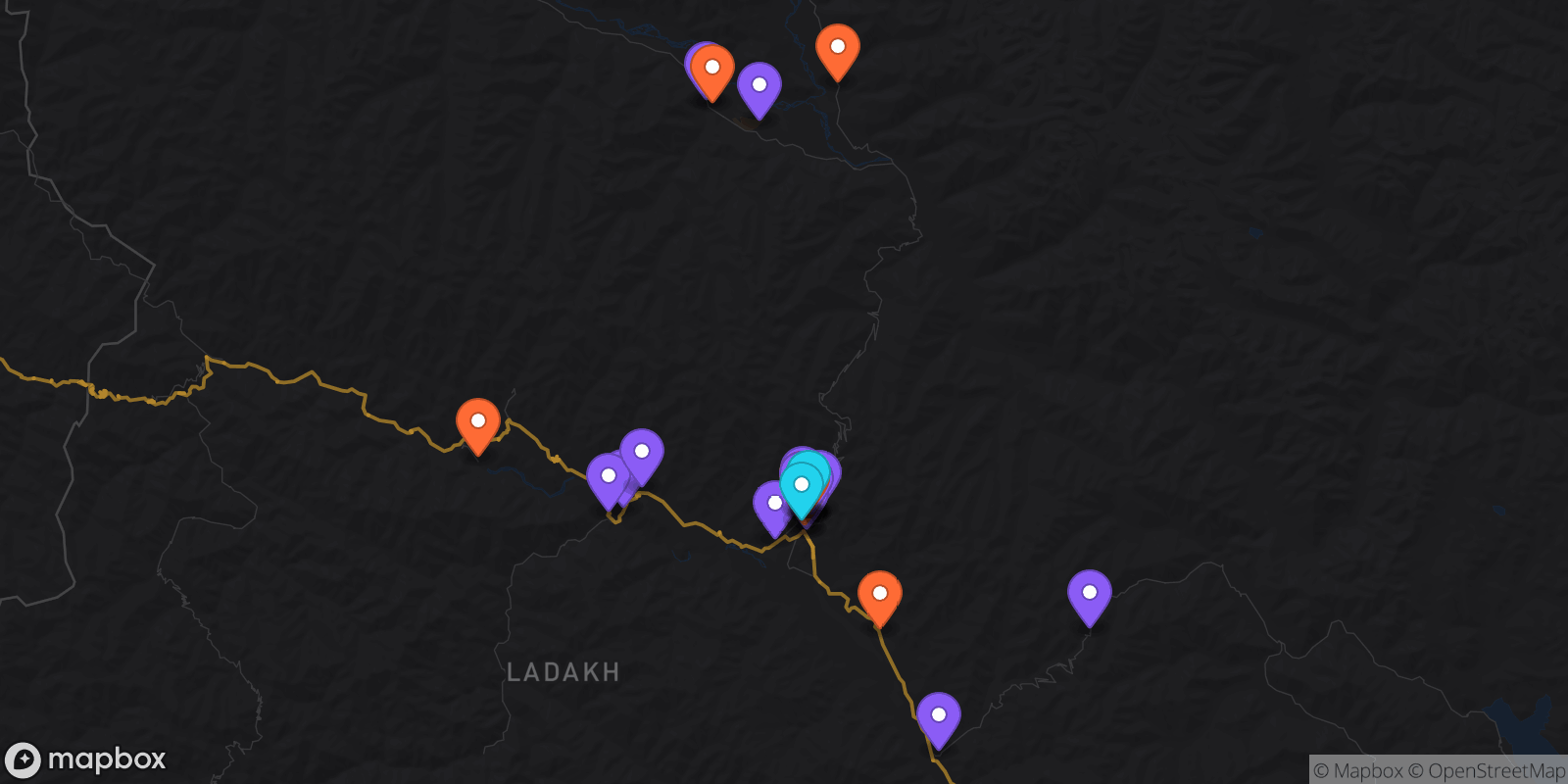 Map showing 30 locations