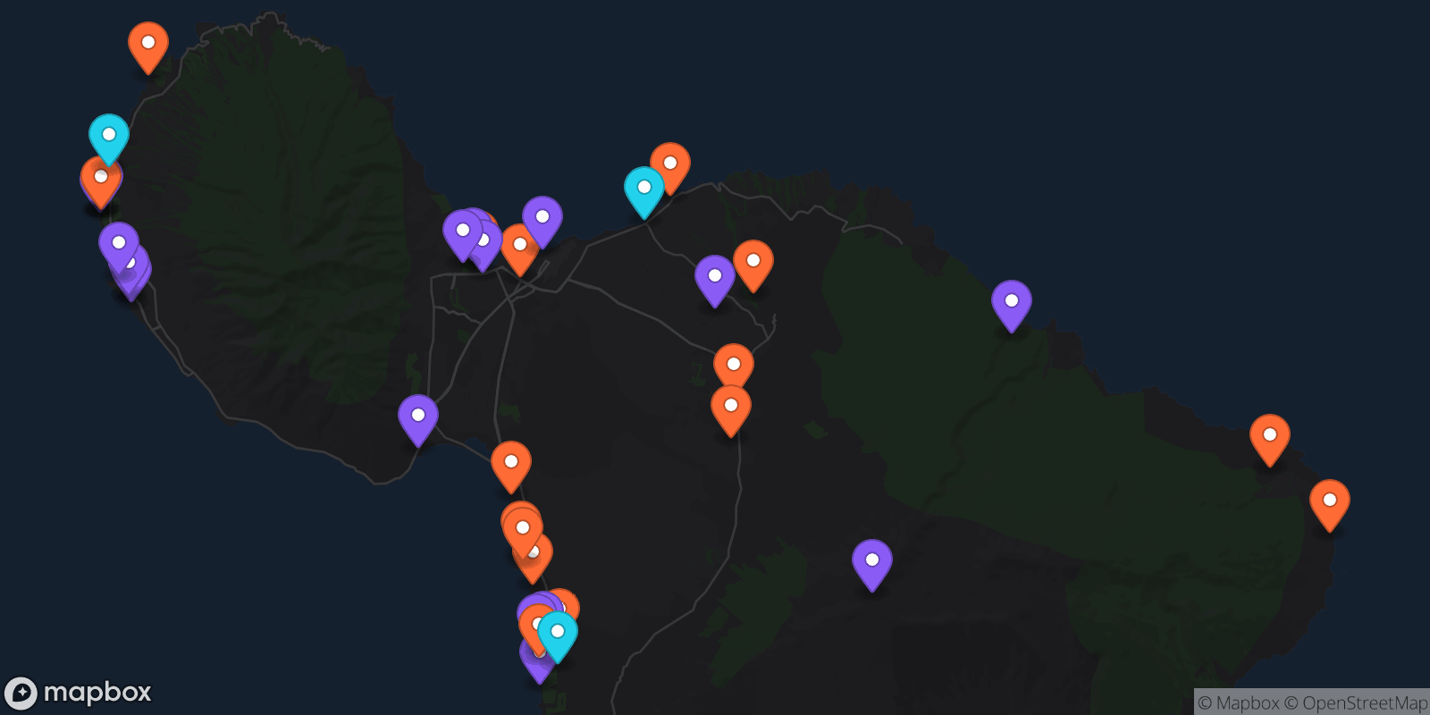 Map showing 37 locations