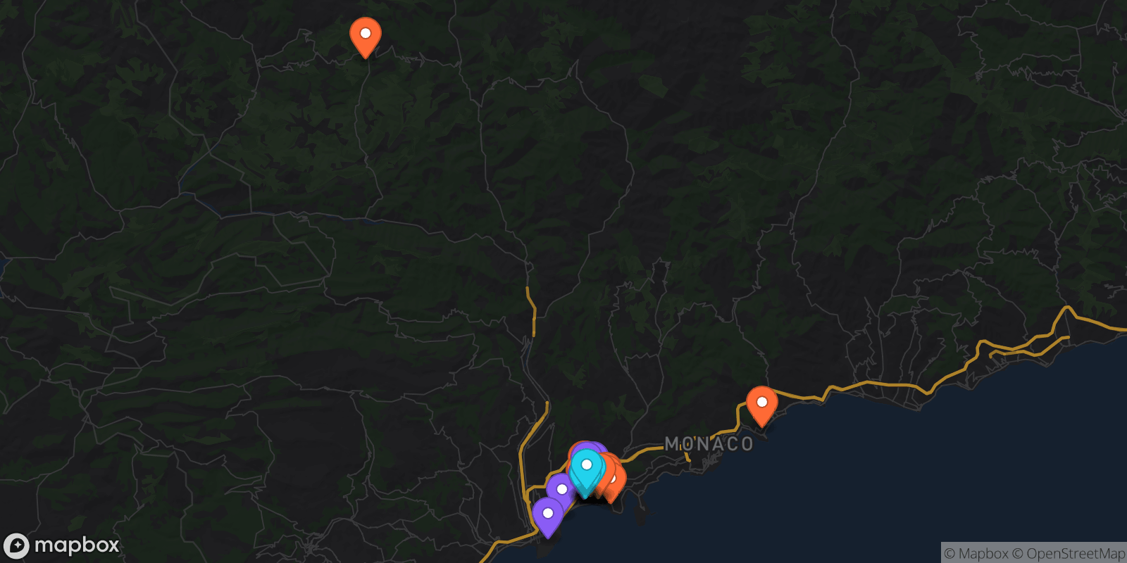 Map showing 33 locations