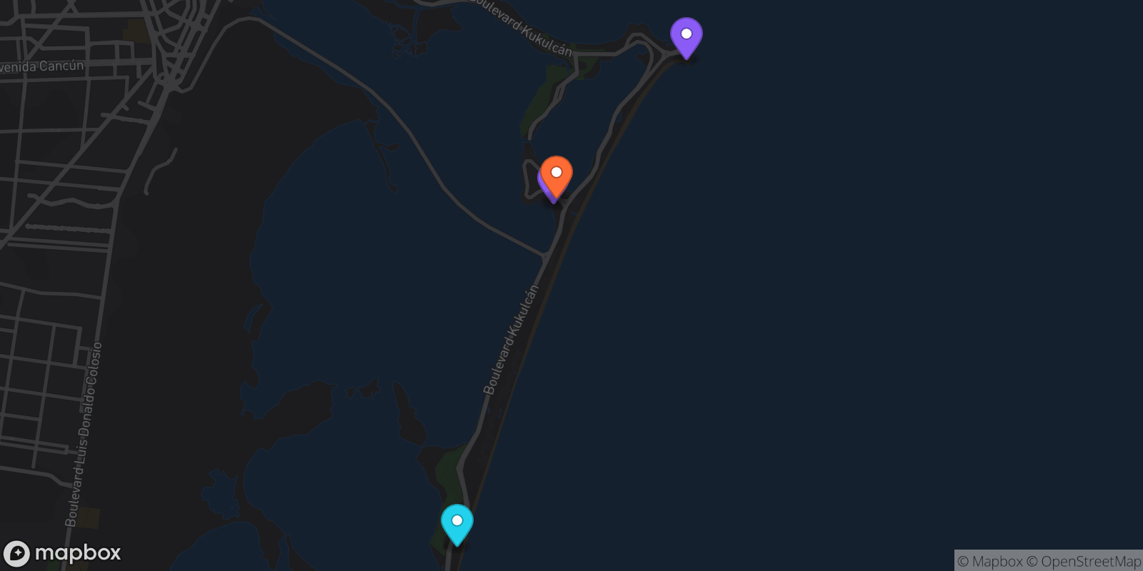Map showing 4 locations