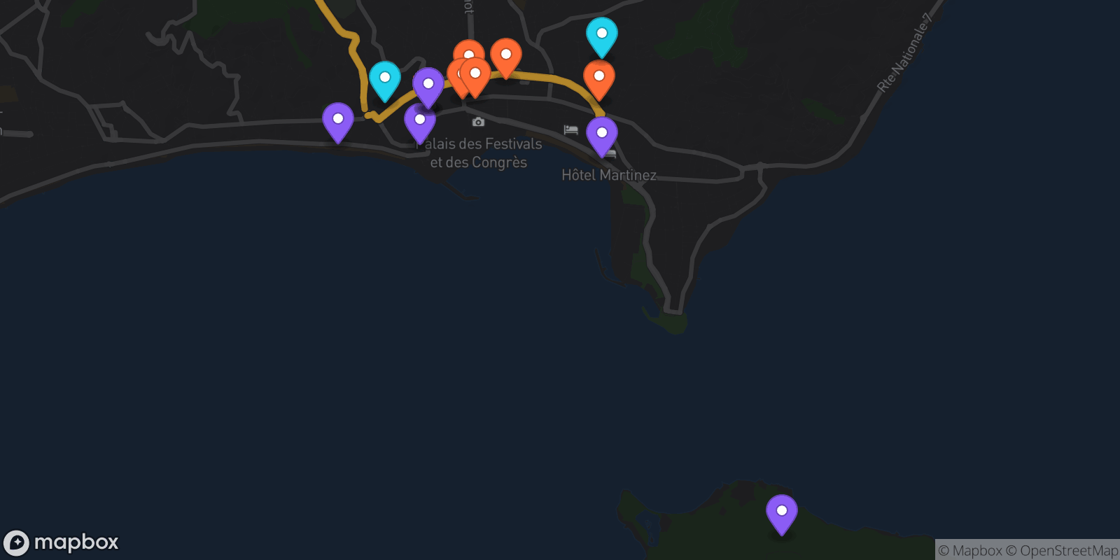 Map showing 14 locations