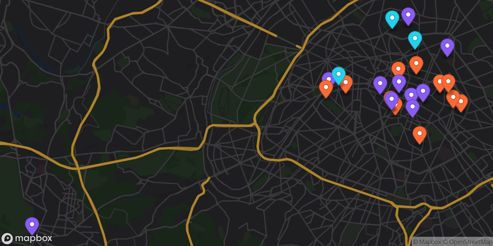 Map showing 24 locations
