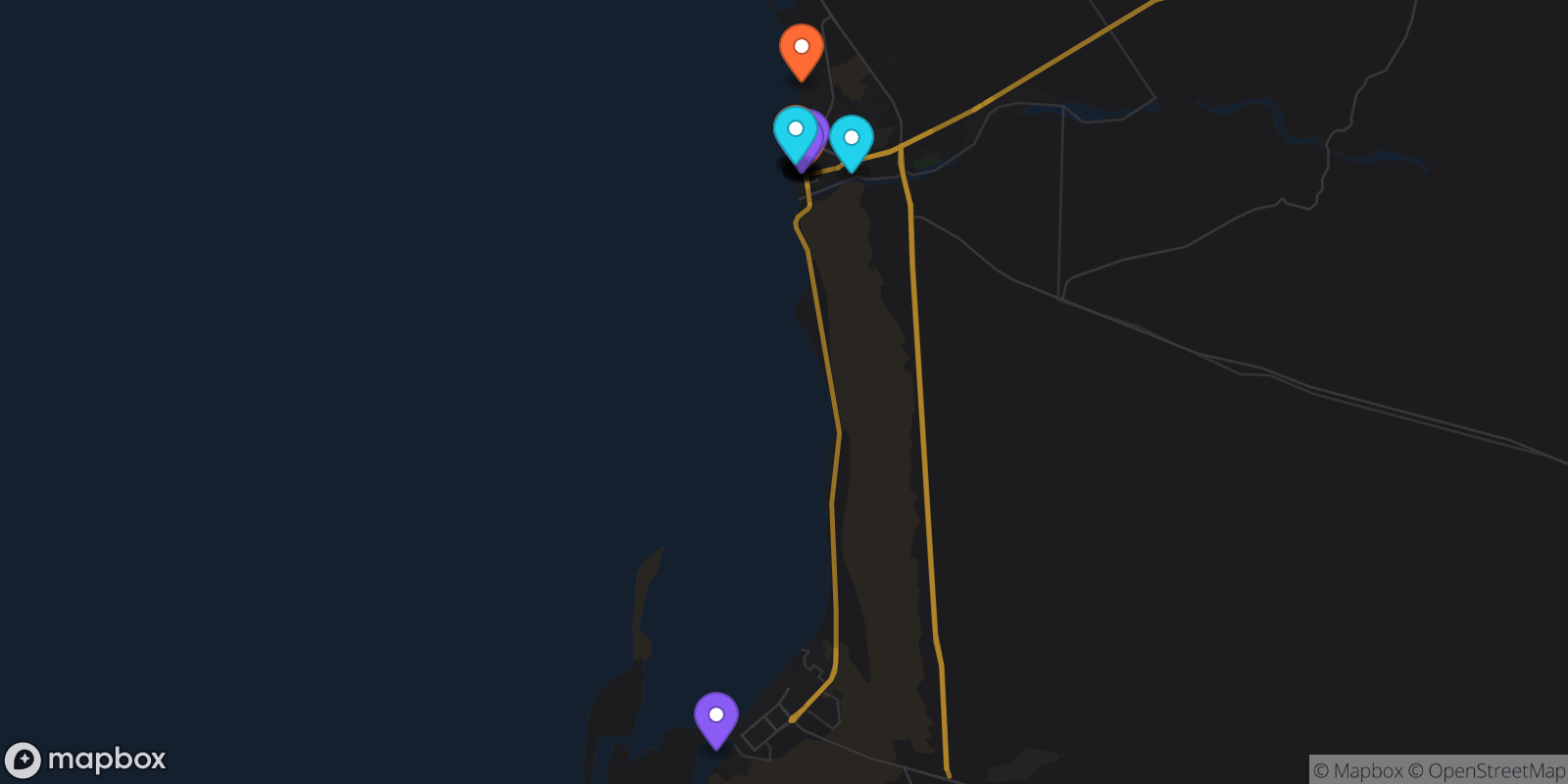 Map showing 15 locations