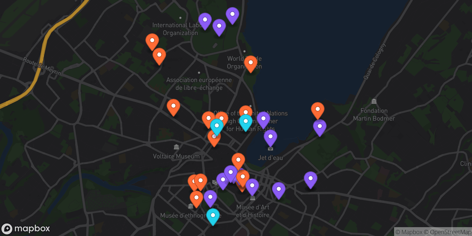 Map showing 34 locations