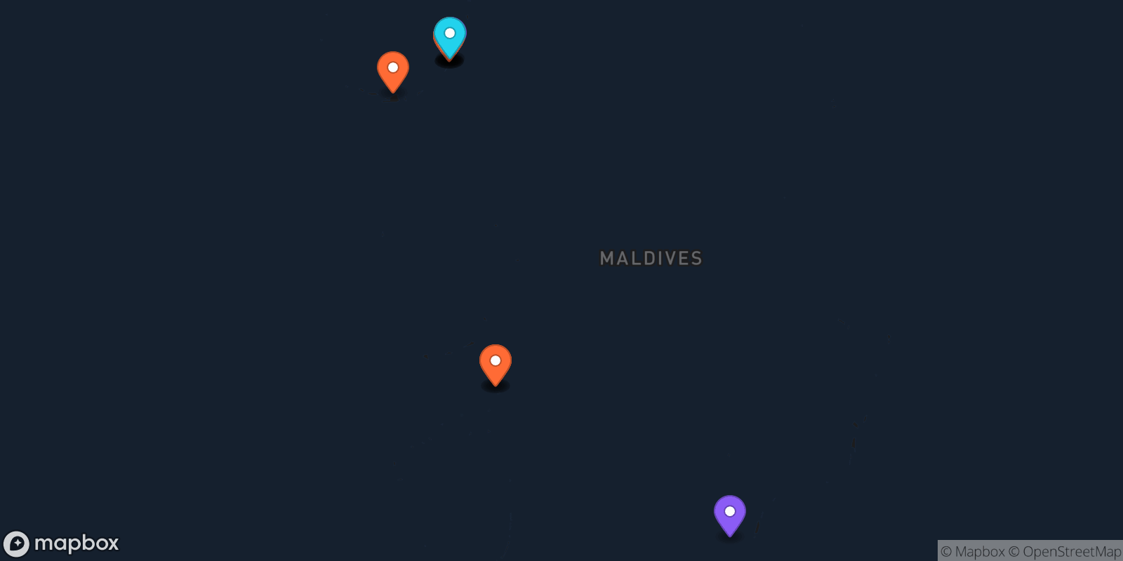 Map showing 14 locations
