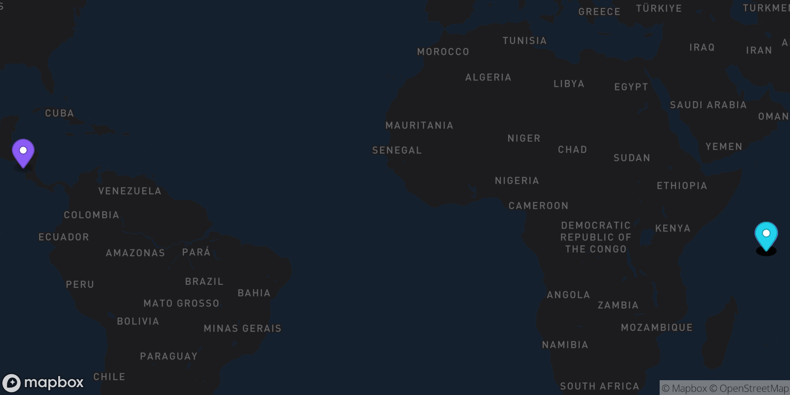 Map showing 22 locations