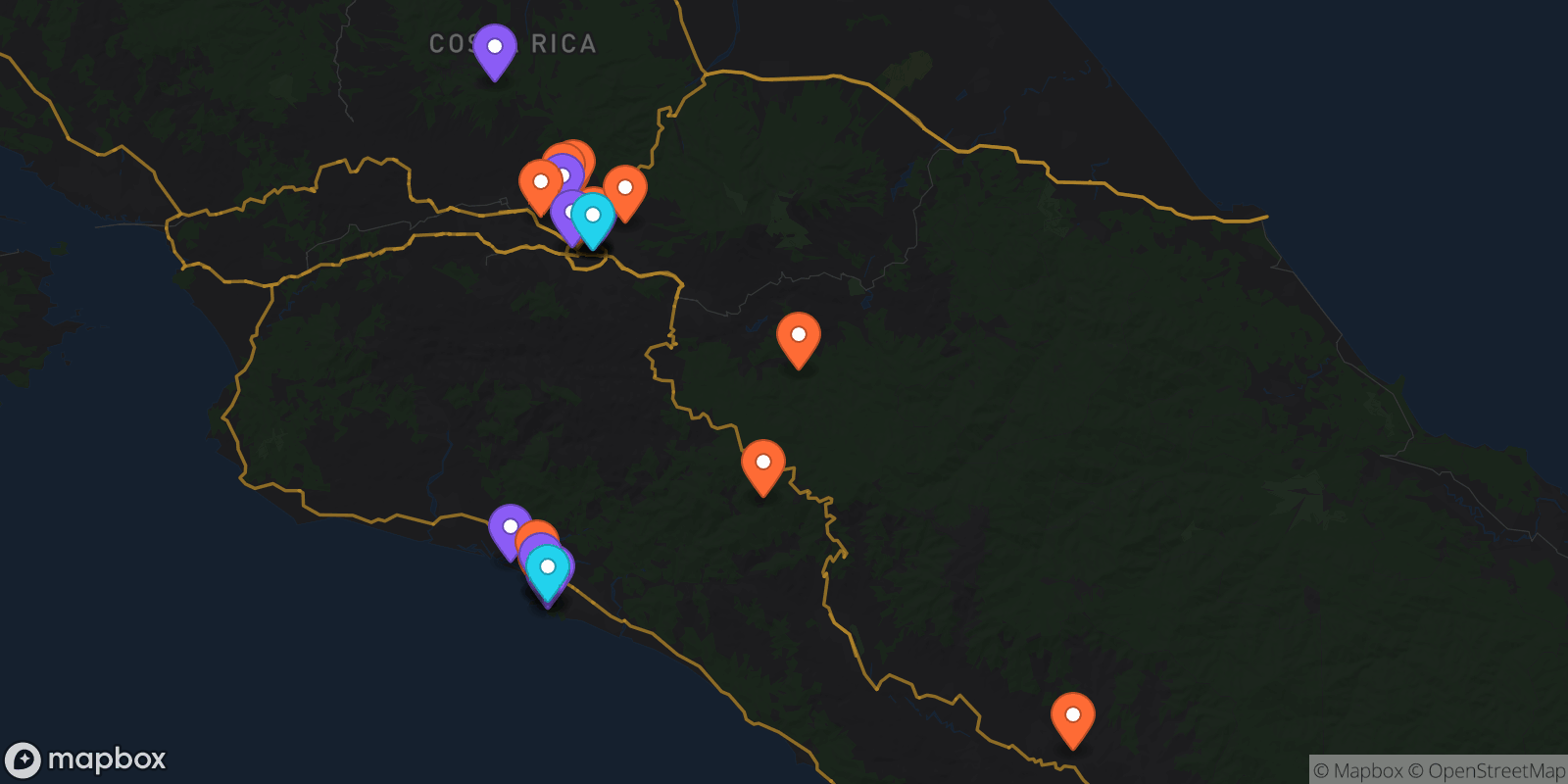 Map showing 27 locations