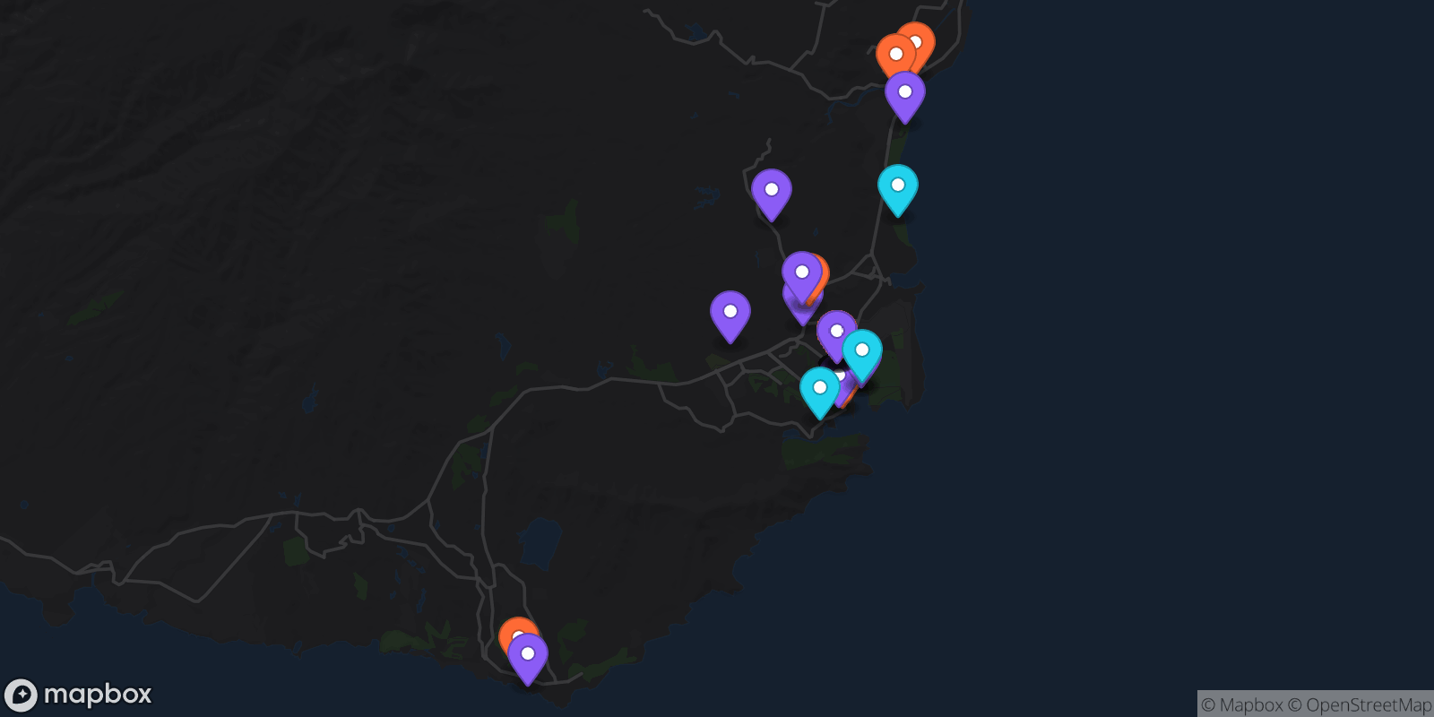Map showing 36 locations