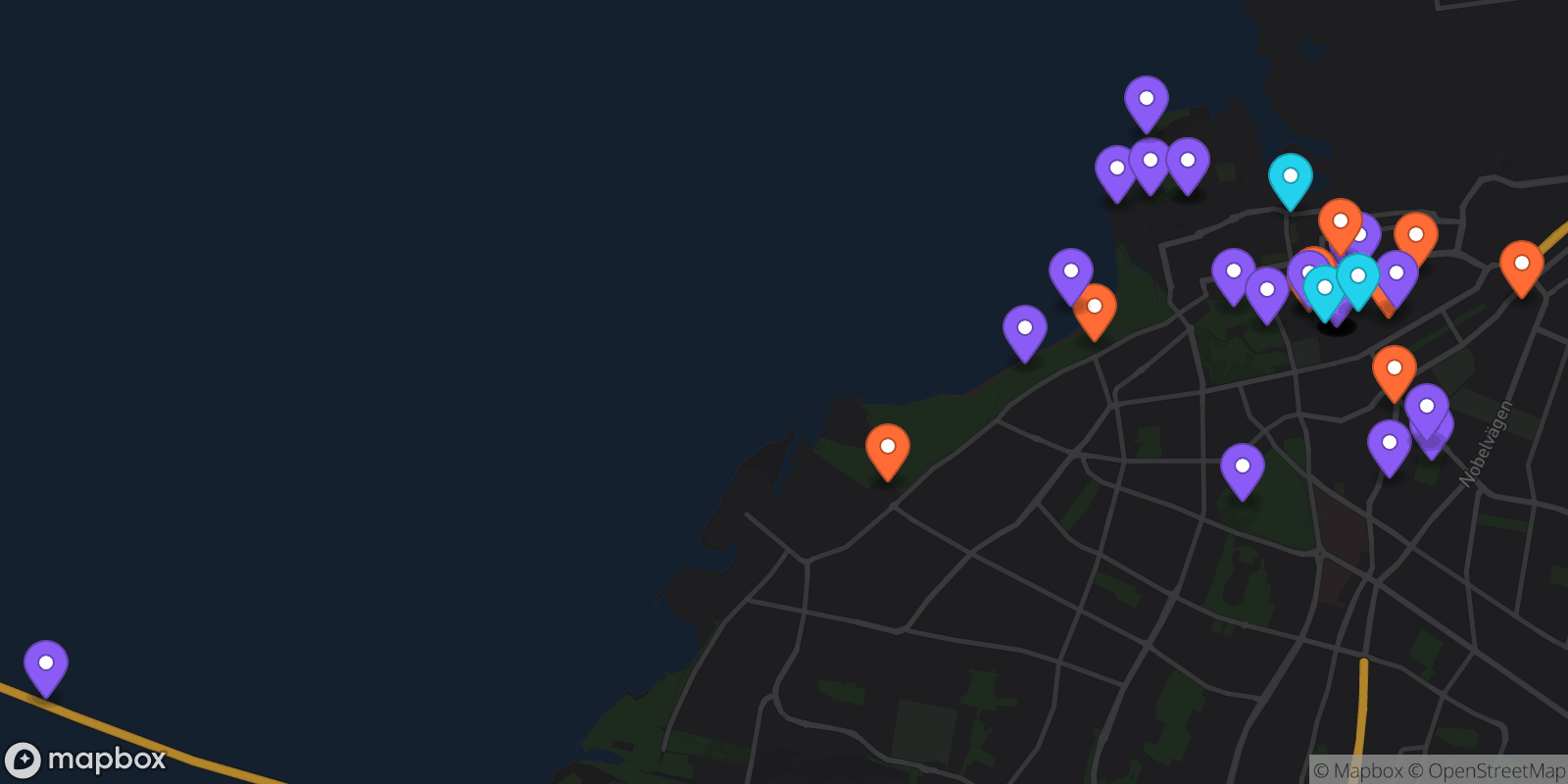 Map showing 40 locations