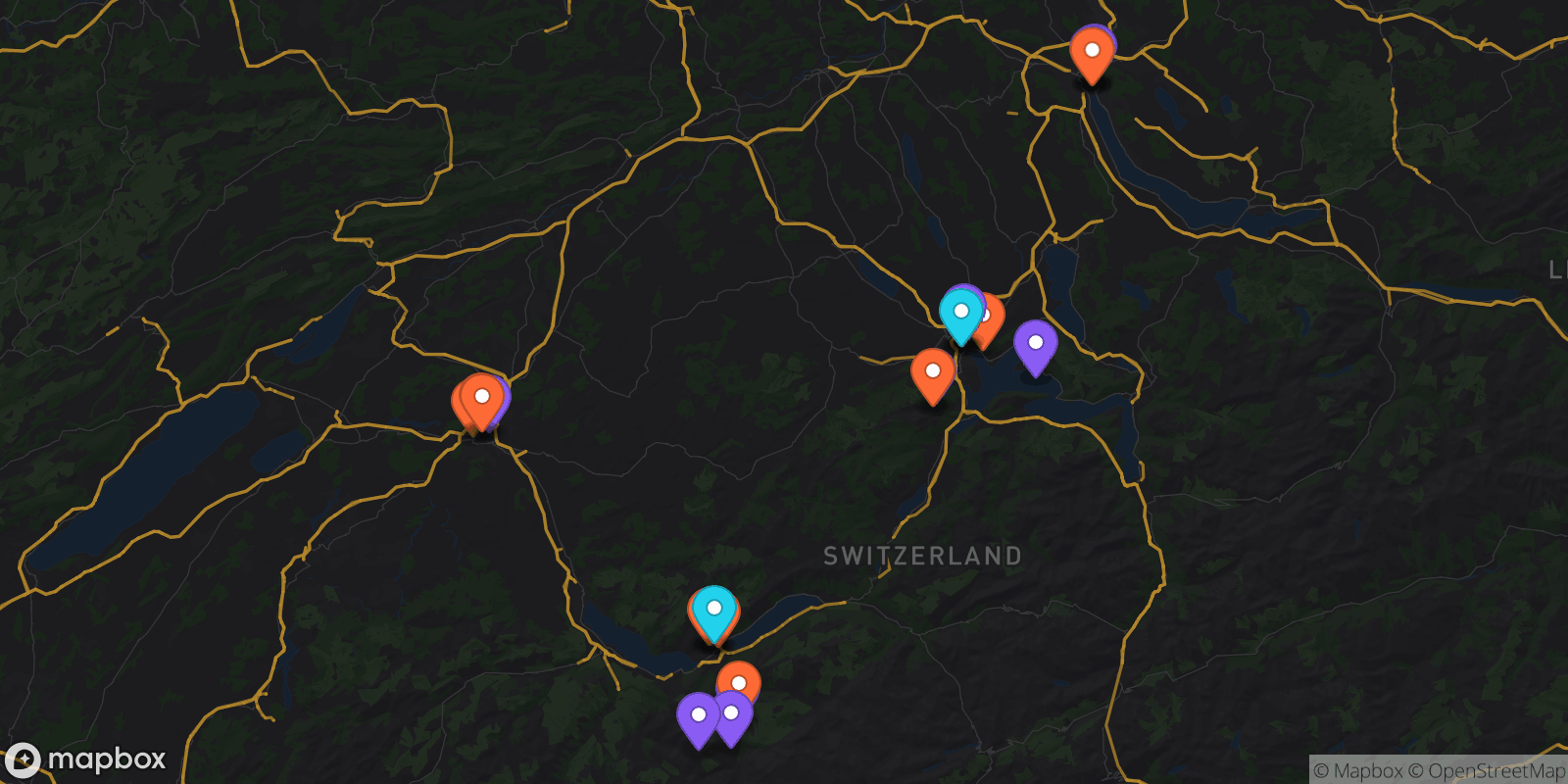 Map showing 24 locations