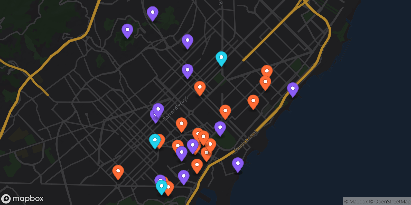 Map showing 34 locations