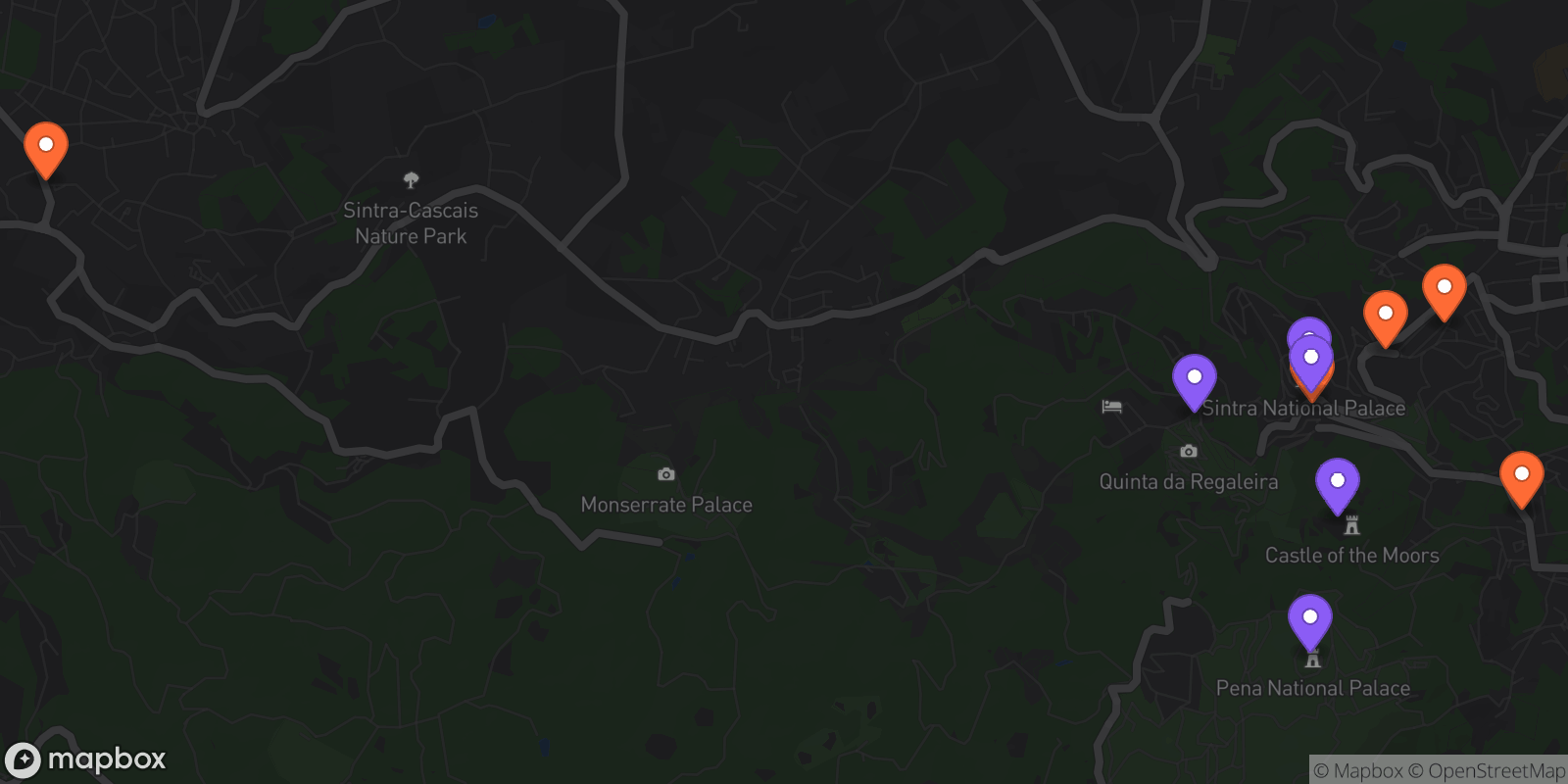 Map showing 10 locations