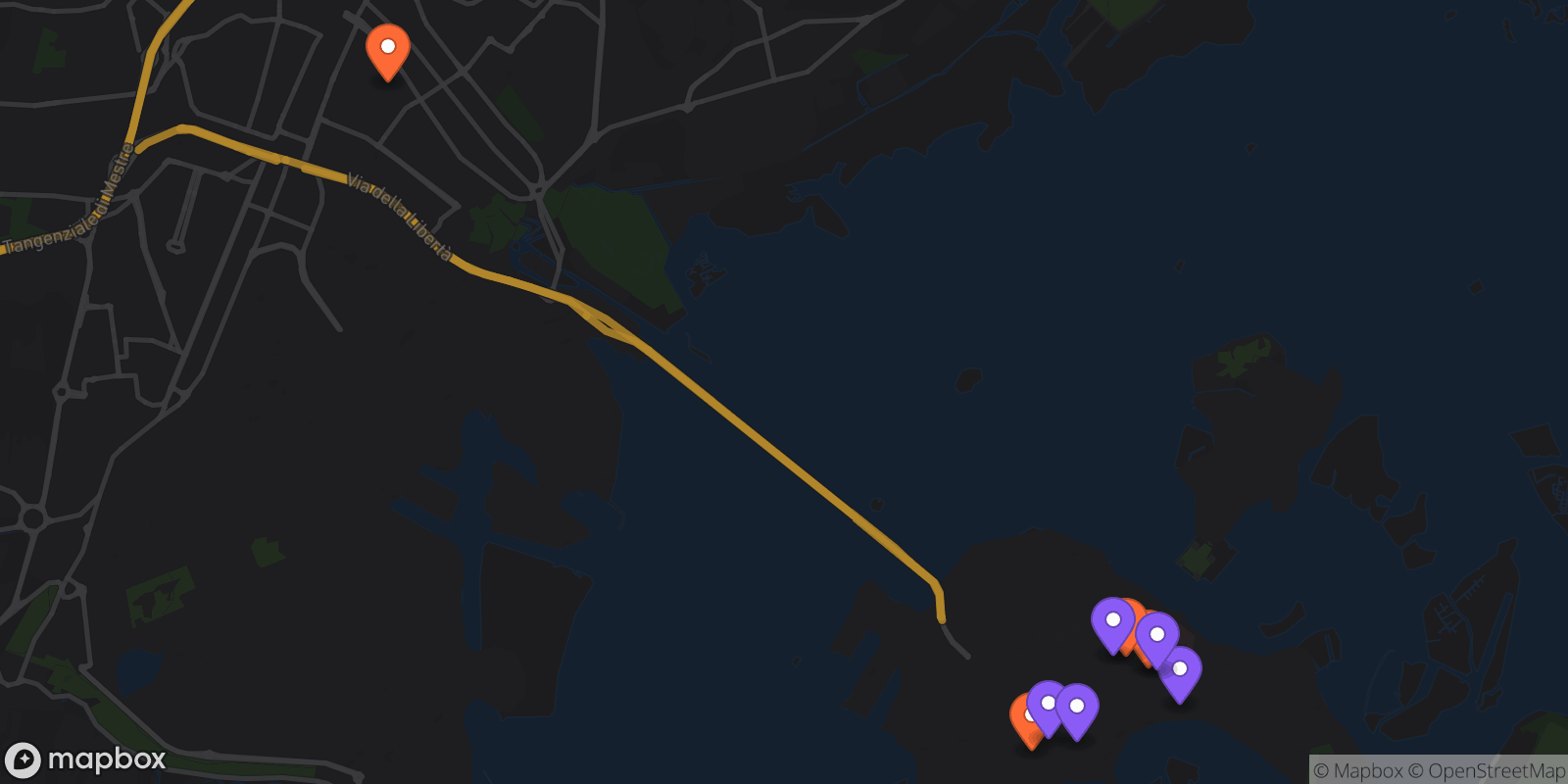 Map showing 9 locations