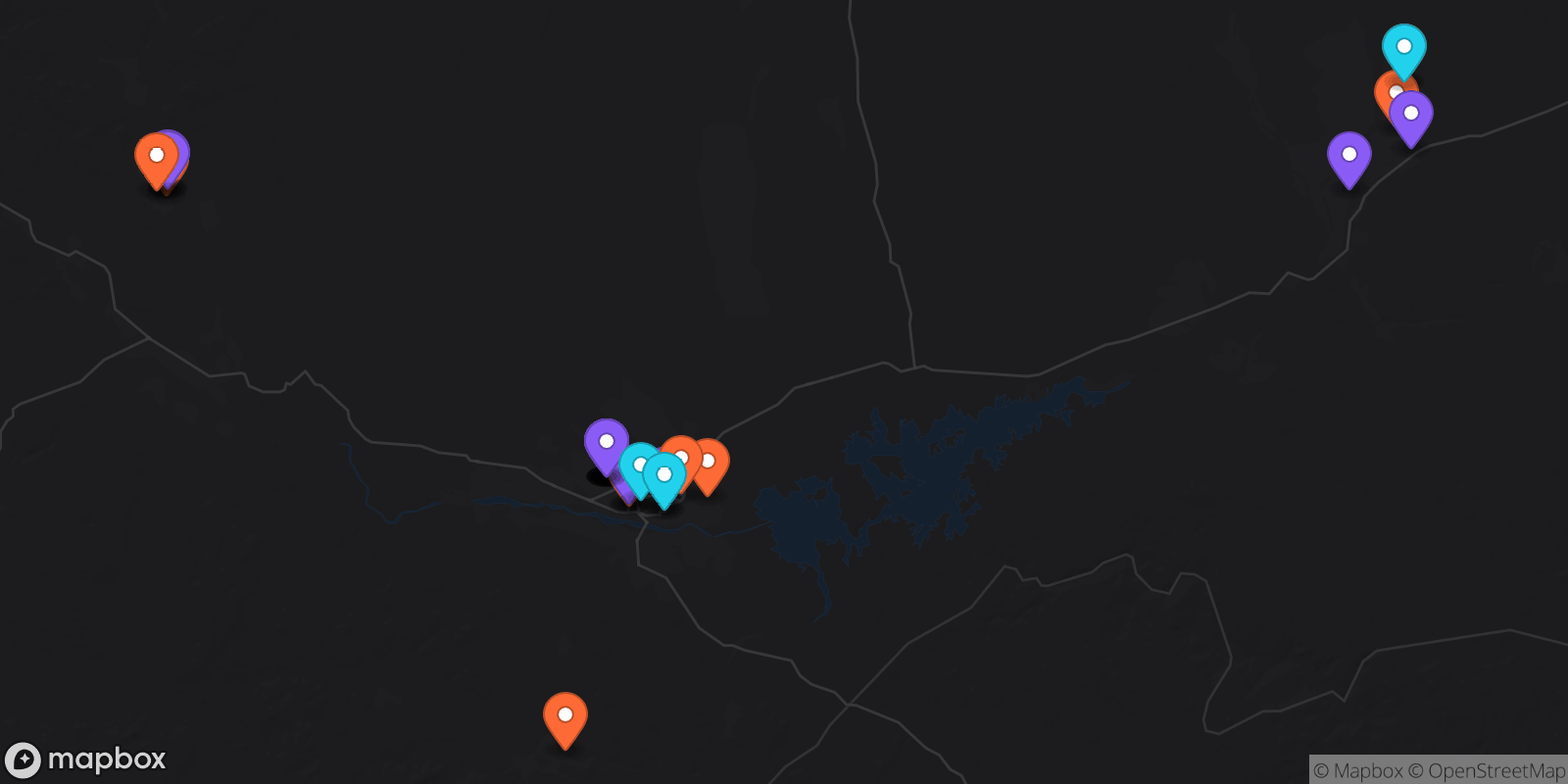 Map showing 32 locations